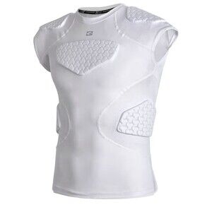 COOLOMG Youth Football Padded Shirt Chest Protector Rib Heart Shouldr Sternum XS